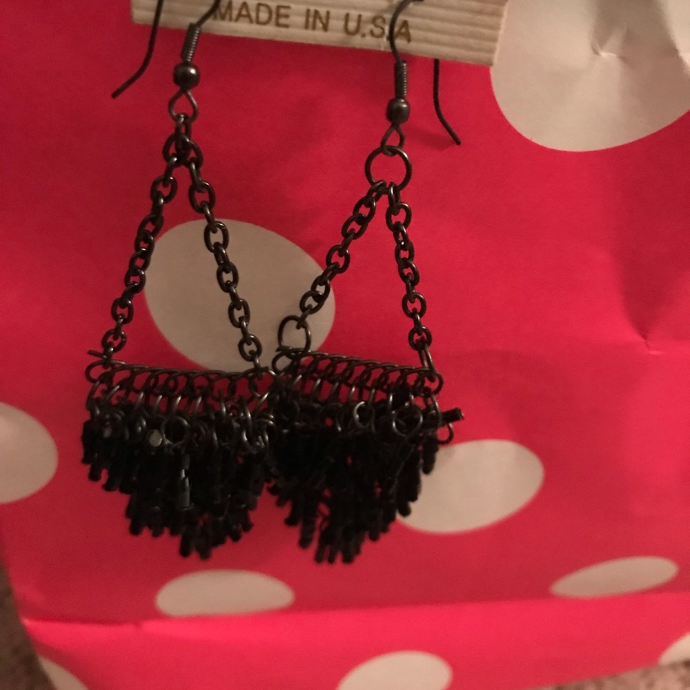 Black tassel earrings